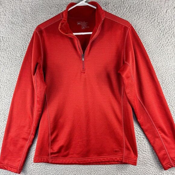 REI 1/4 Zip Pullover Mens Medium Red Outdoor Athletic Run Gym Office Casual Hike - Picture 1 of 10